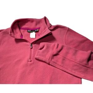 Under Armour Fleece Jacket Womens Small Pink White Outdoors Pullover‎ 1/4 Zip